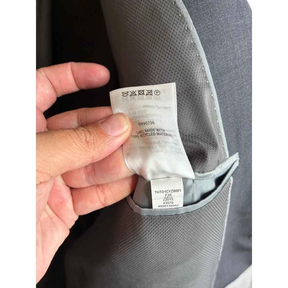 NWT Bar III Mens Slim Fit Power Stretch Suit Jacket Charcoal Gray Wool Blend 46R